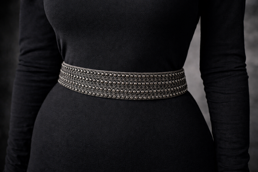 Pewter pearl belt