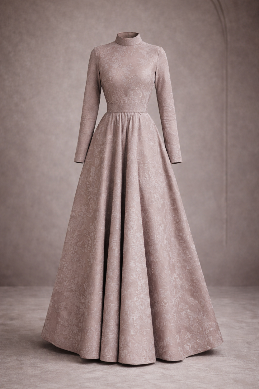 Vintage Blush Embelished Gown straight Sleeves