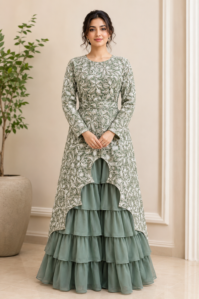 Laura Green Ruffled dress| Pre-order