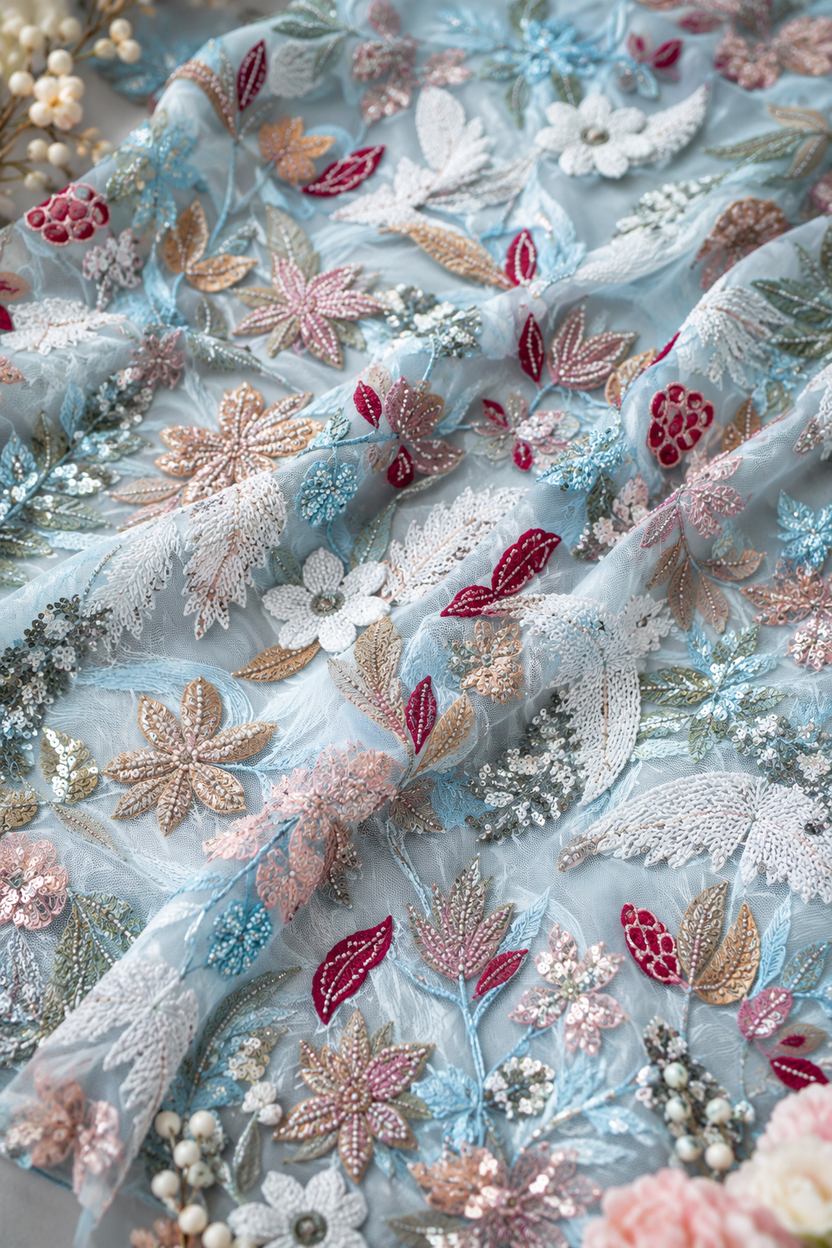 Noreen in light blue unstitched material | Pre-order