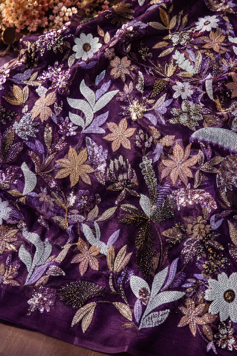 Noreen in purple unstitched material | Pre-order