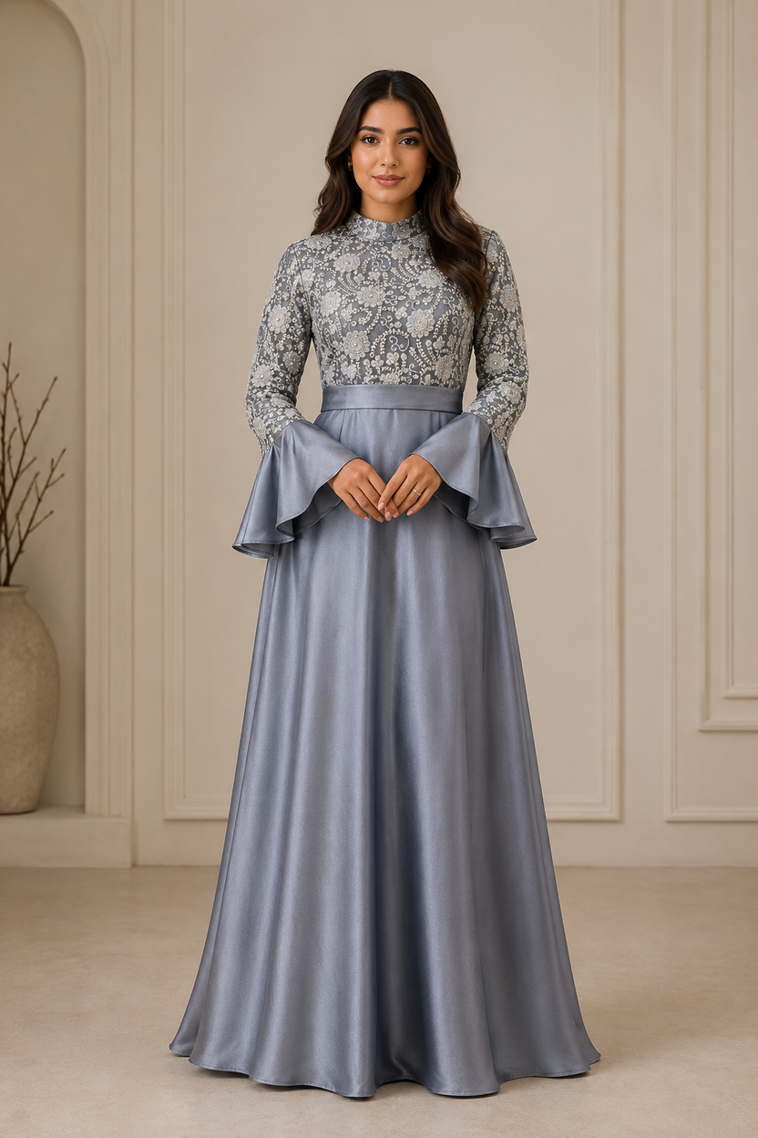 Florence Half lace and half satin gown | Pre-order