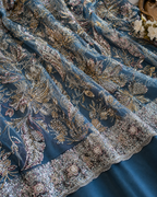 Blue sequined and beadwork unstitched material