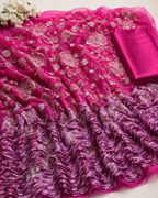 Deep pink floral unstitched material
