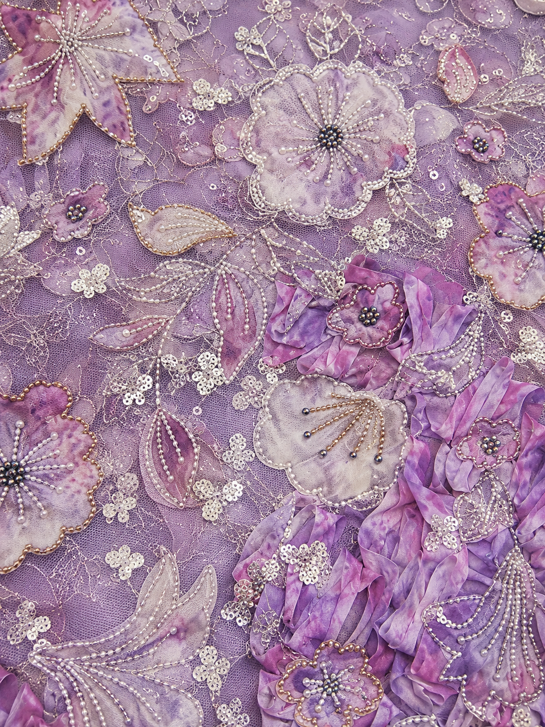 Lilac floral unstitched material