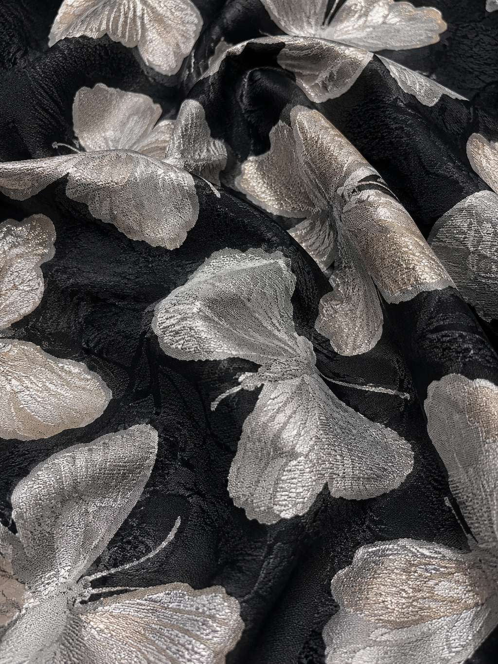 Black and white lace butterfly unstitched material | Pre-order