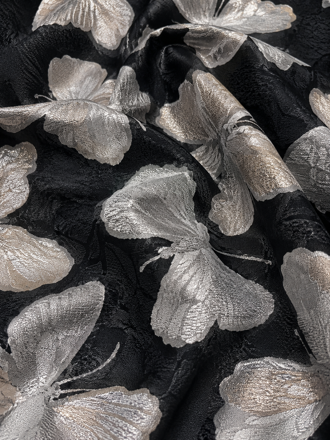 Black and white lace butterfly unstitched material | Pre-order
