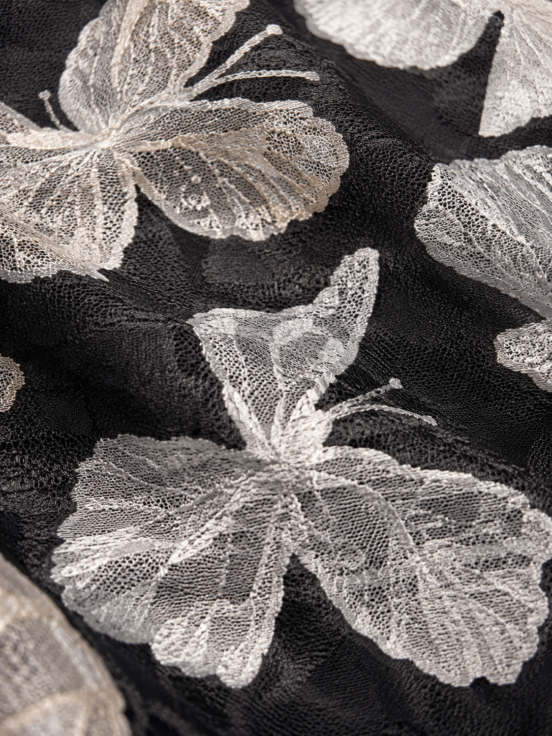 Black and white lace butterfly unstitched material | Pre-order