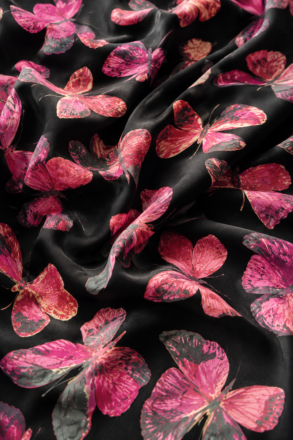 Black and pink net butterfly unstitched material | Pre-order