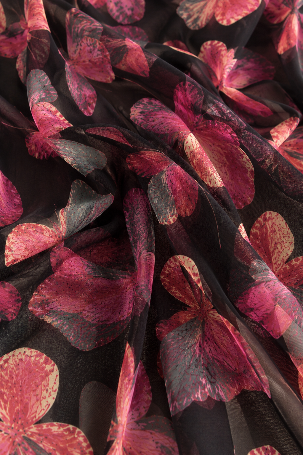 Black and pink net butterfly unstitched material | Pre-order