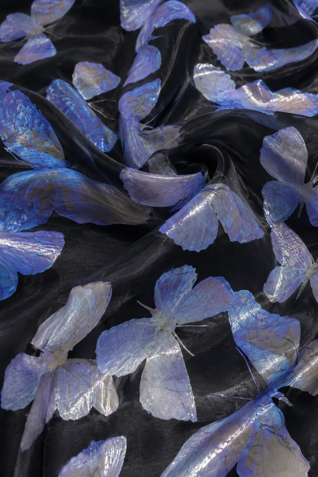 Black and blue net butterfly unstitched material | Pre-order