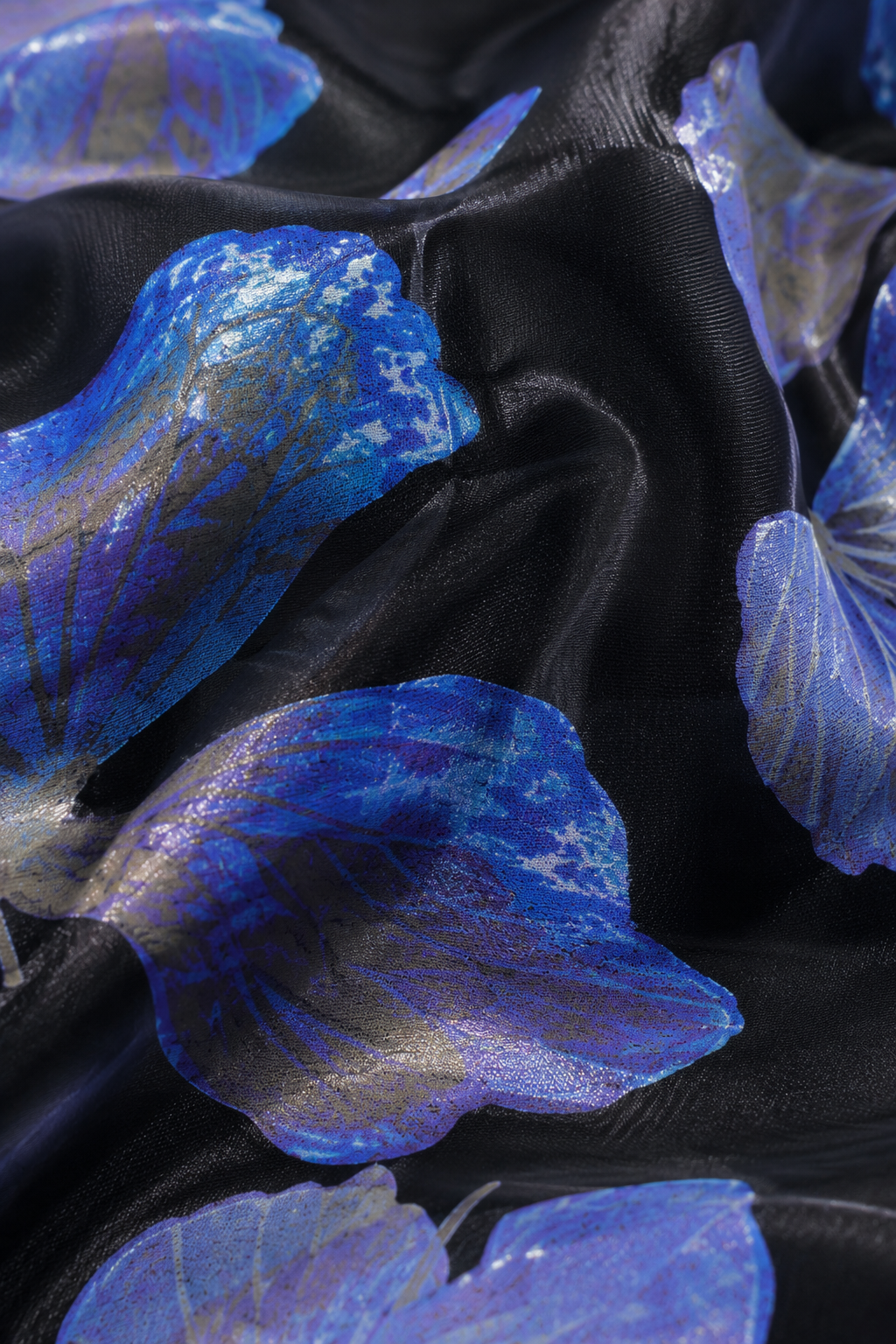 Black and blue net butterfly unstitched material | Pre-order