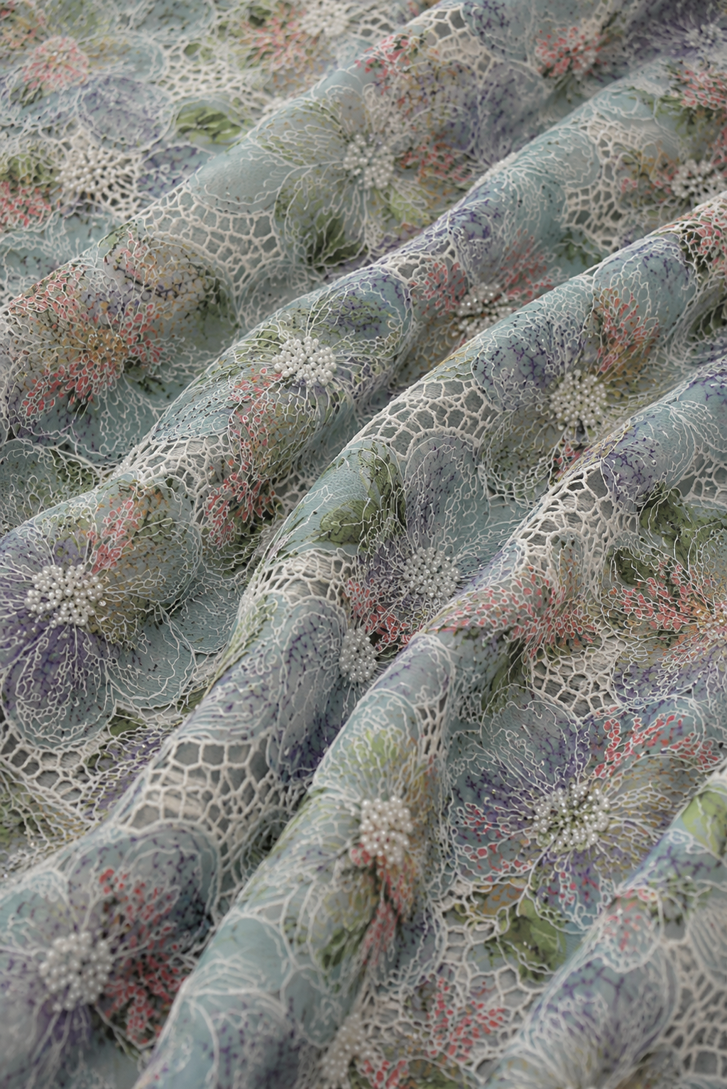 Light blue floral unstitched material | Pre-order