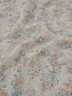 beige white floral unstitched material | Pre-order