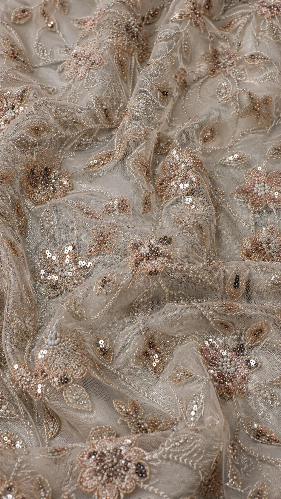 Rose gold floral embellished unstitched material | Pre-order