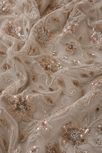 Rose gold floral embellished unstitched material | Pre-order
