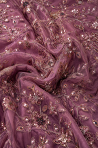 Vintage plum floral embellished unstitched material | Pre-order