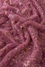 Vintage plum floral embellished unstitched material | Pre-order
