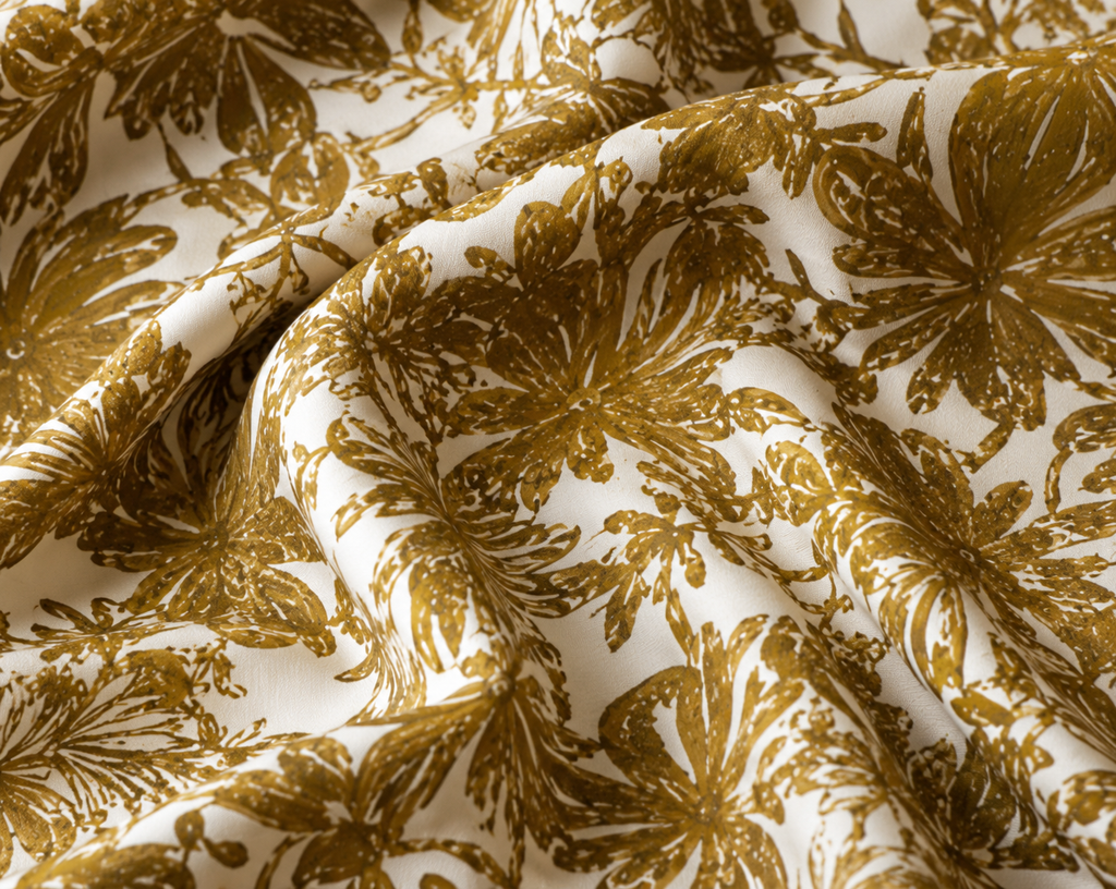 Olive and cream floral unstitched material | Pre-order