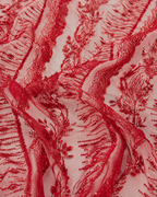 Red lace embroidered unstitched material | Pre-order