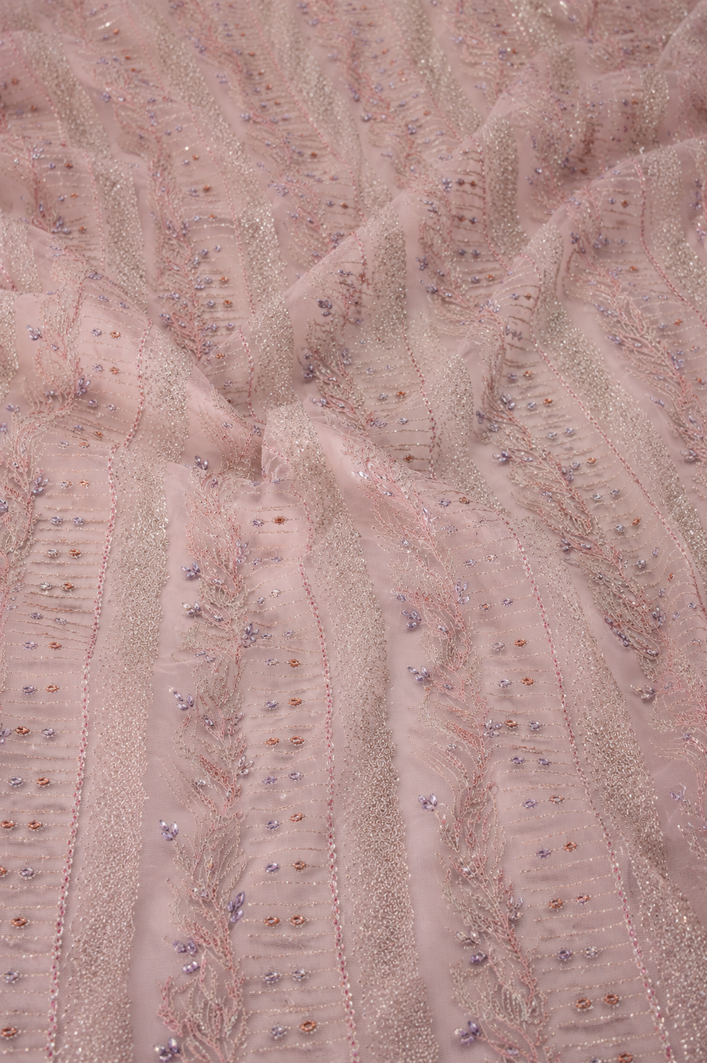 Pink lace embellished unstitched material | Pre-order