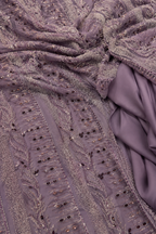 Lilac lace embellished unstitched material | Pre-order