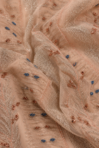 peach lace embellished unstitched material | Pre-order