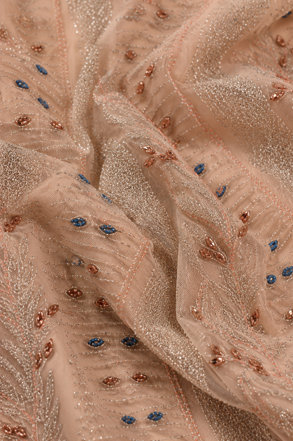 peach lace embellished unstitched material | Pre-order