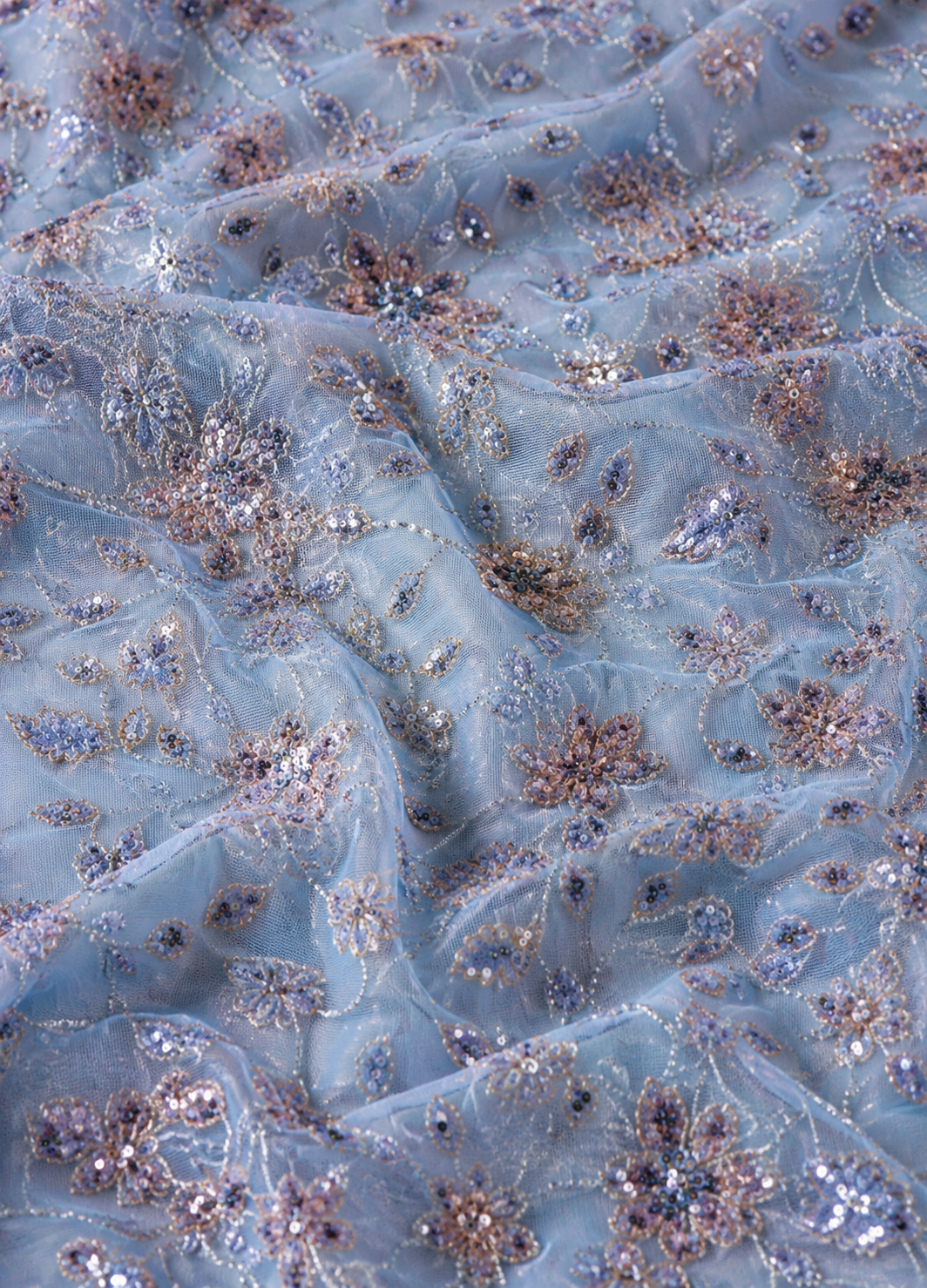 baby blue floral embellished unstitched material | Pre-order