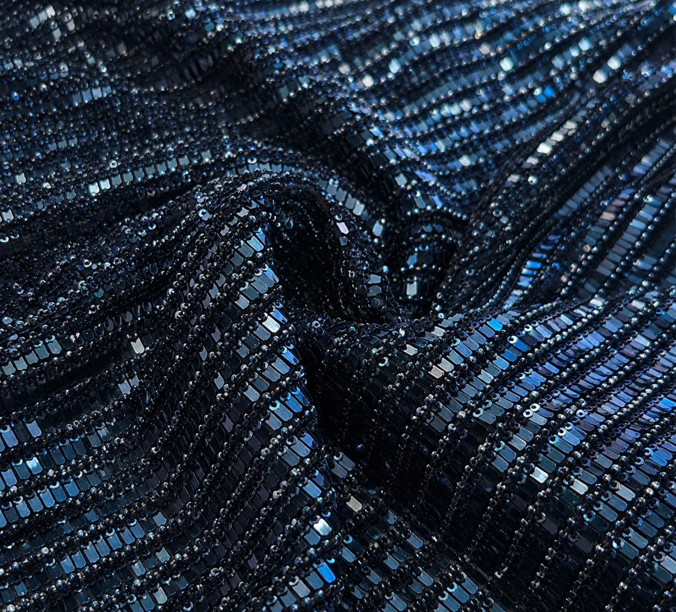 Blue sequins and beads unstitched material | Pre-order
