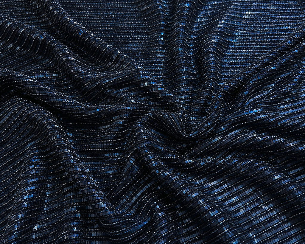 Blue sequins and beads unstitched material | Pre-order