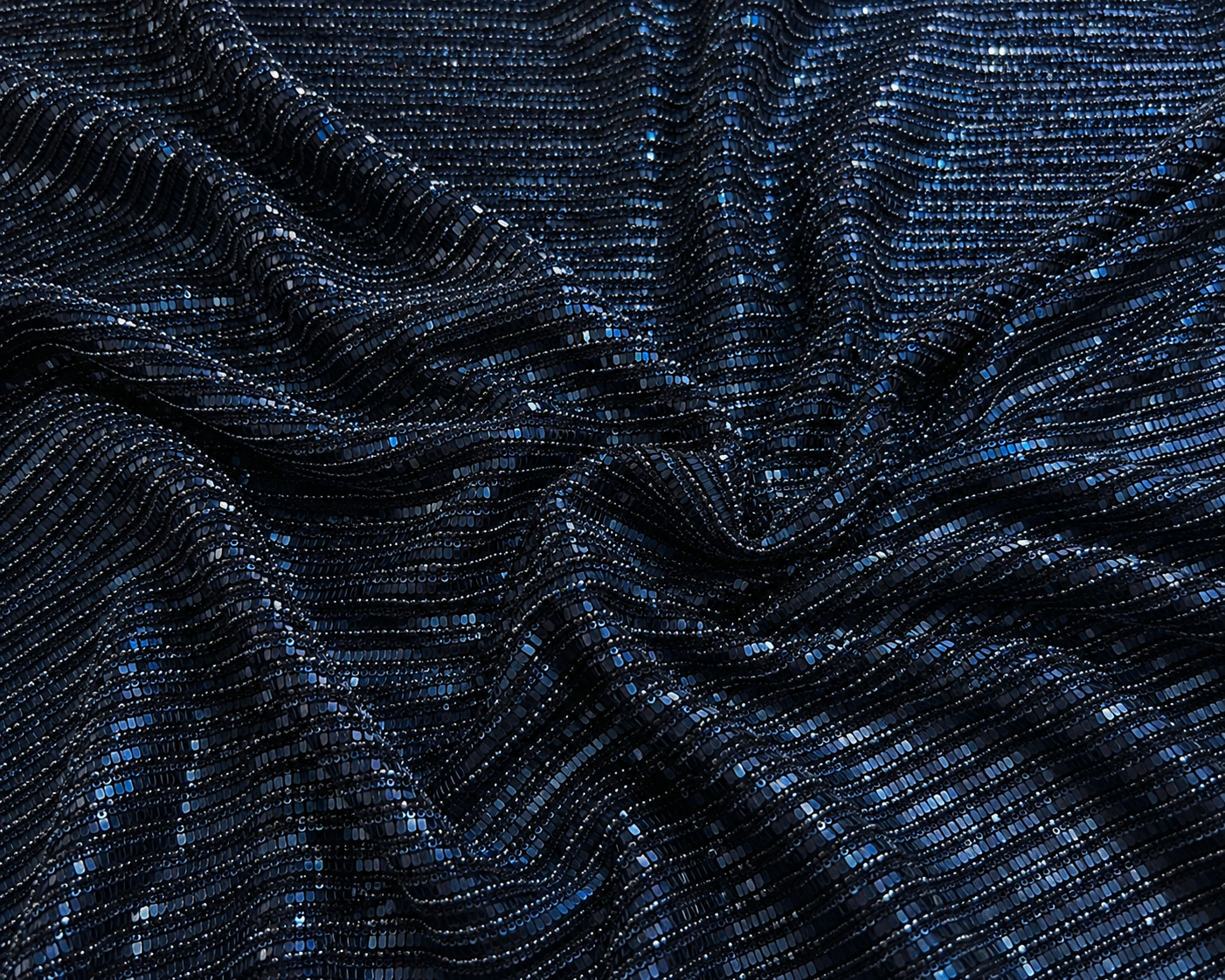Blue sequins and beads unstitched material | Pre-order