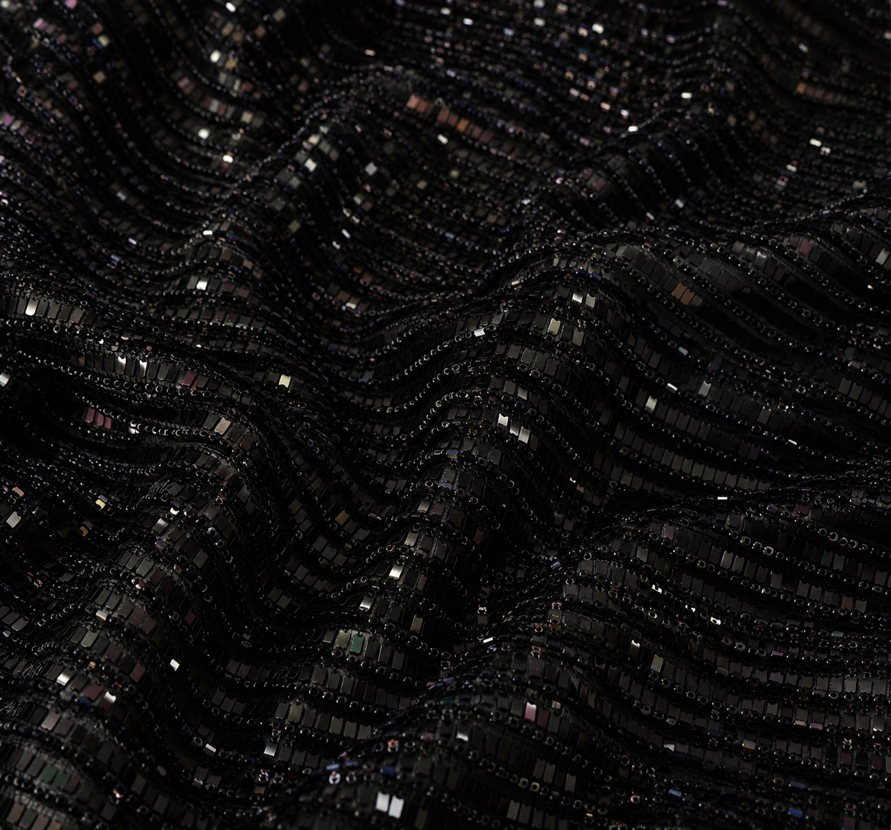 Black sequins and beads unstitched material | Pre-order