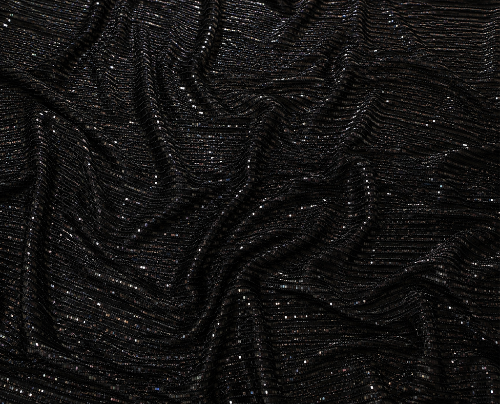 Black sequins and beads unstitched material | Pre-order