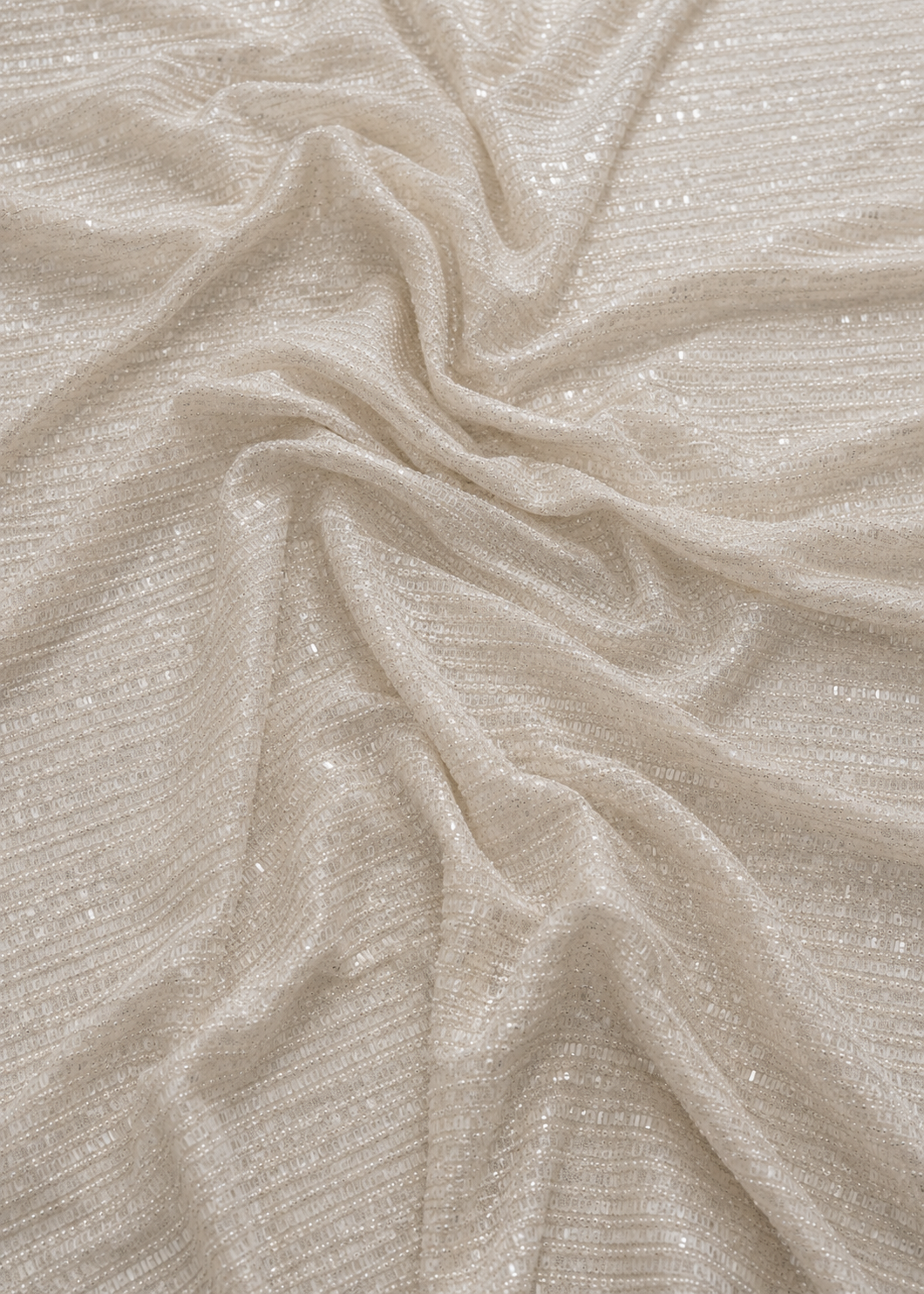 Ivory sequins and beads unstitched material | Pre-order