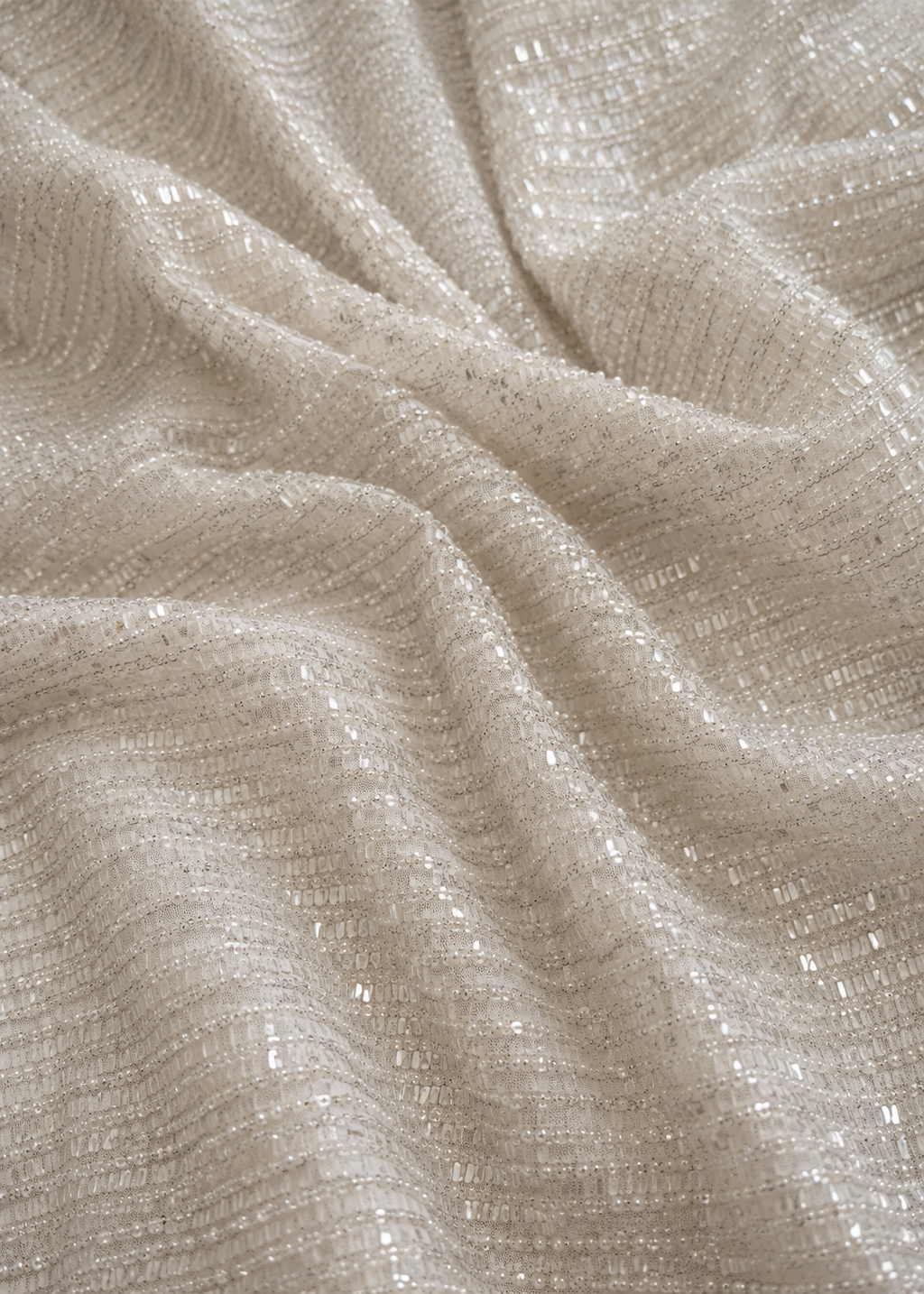 Ivory sequins and beads unstitched material | Pre-order