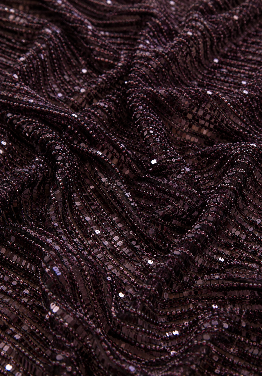 Wine red sequins and beads unstitched material | Pre-order