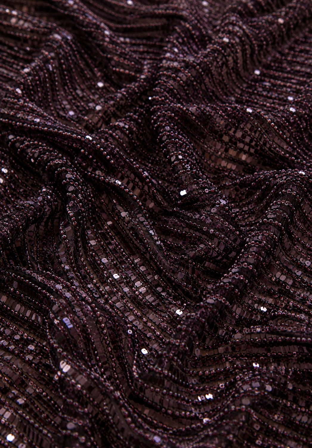 Wine red sequins and beads unstitched material | Pre-order