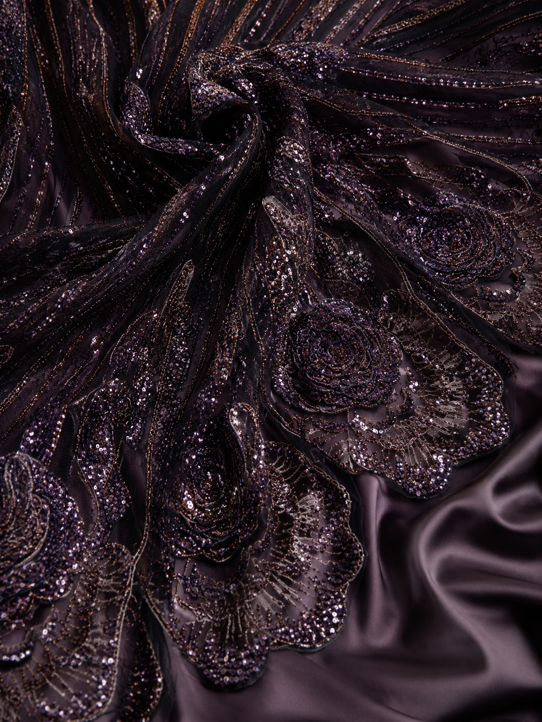 Purple floral lace with sequins | Pre-order
