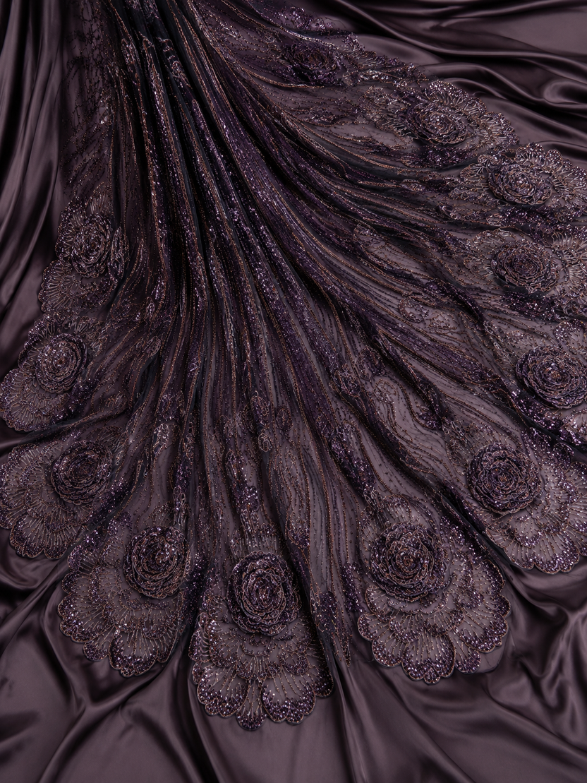 Purple floral lace with sequins | Pre-order