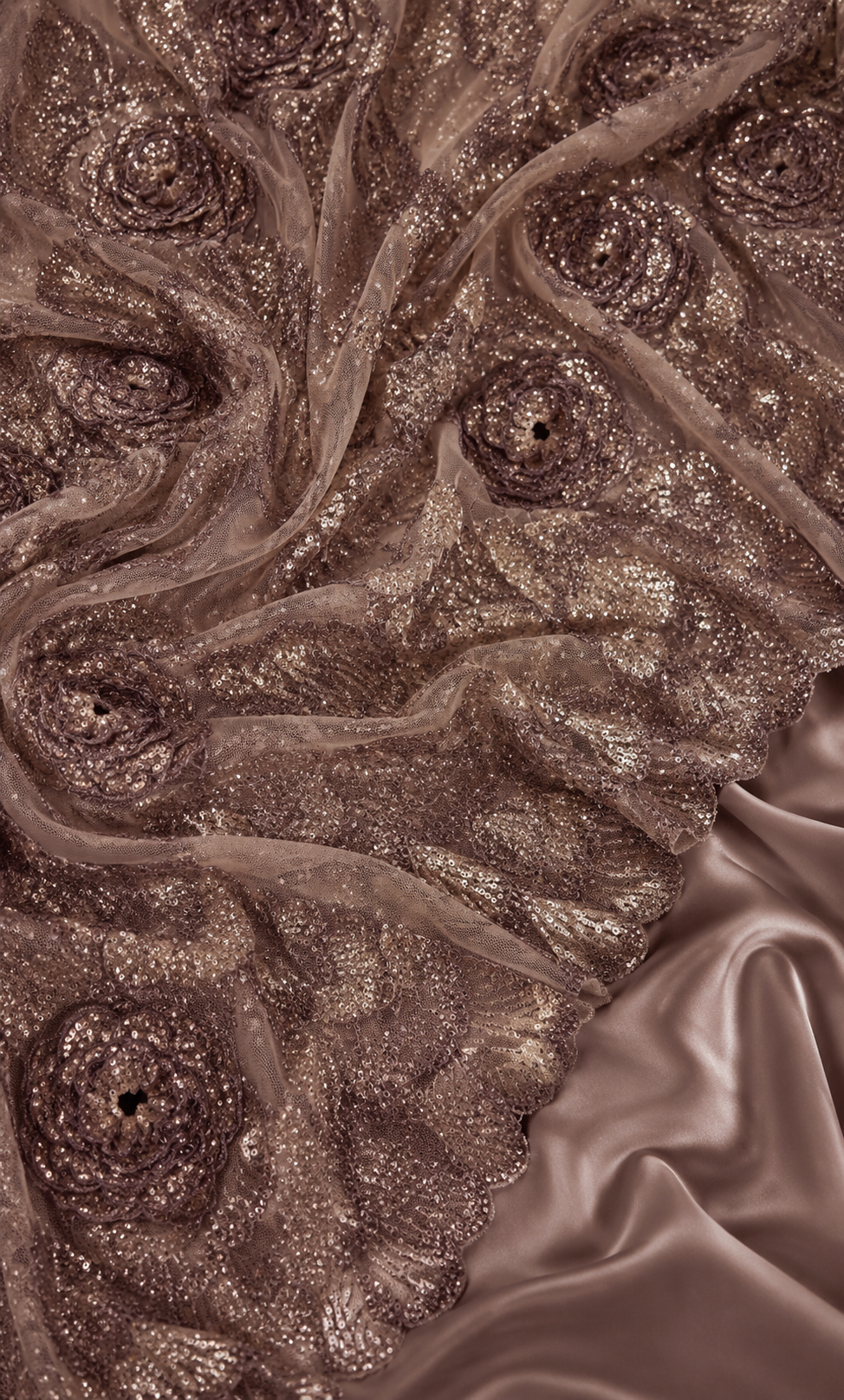 Brown floral lace with sequins | Pre-order