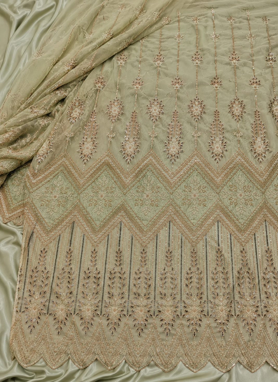 Sage Hanging vine lace with sequins | Pre-order