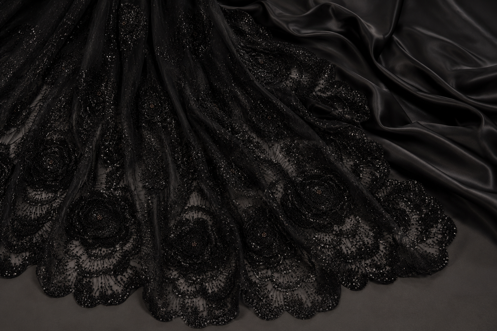 Black floral lace with sequins | Pre-order