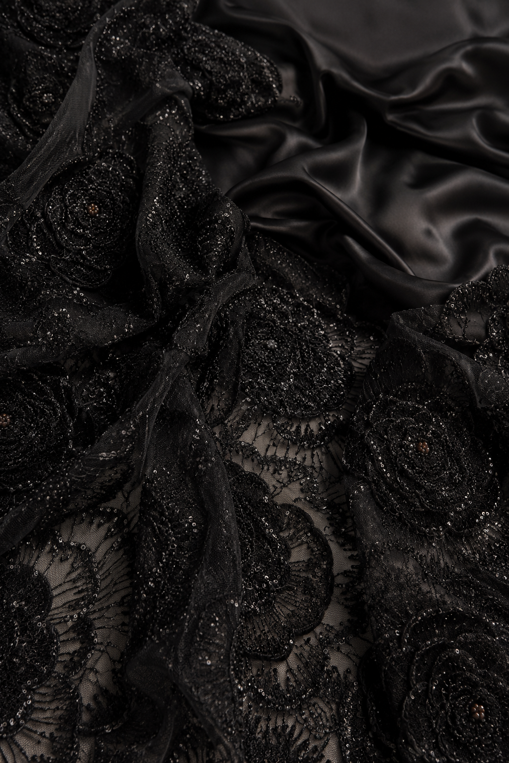 Black floral lace with sequins | Pre-order