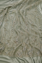 mint green floral embellished unstitched material | Pre-order