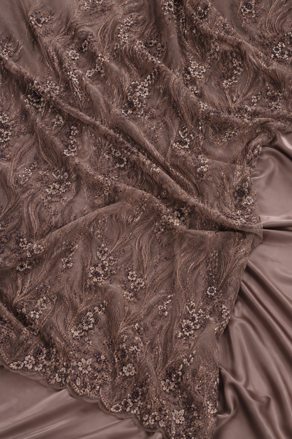Dusty mauve floral vine unstitched material | Pre-order