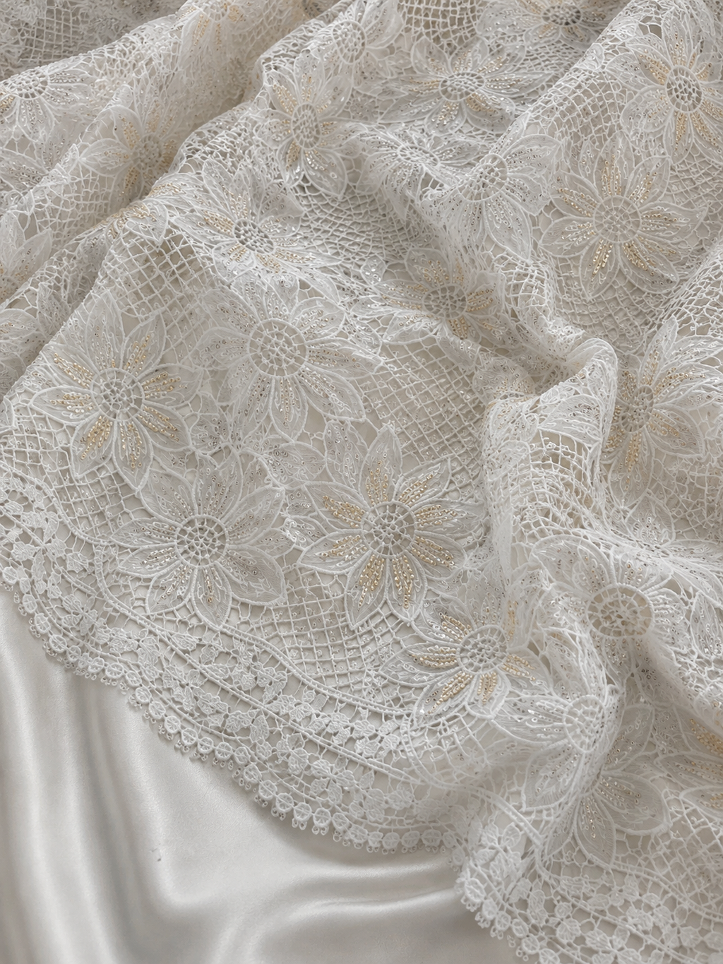 White flower unstitched material | Pre-order