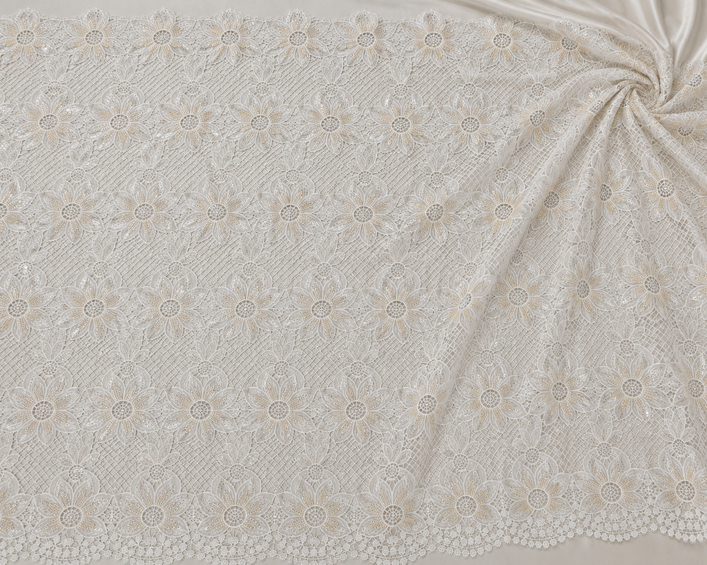 White flower unstitched material | Pre-order