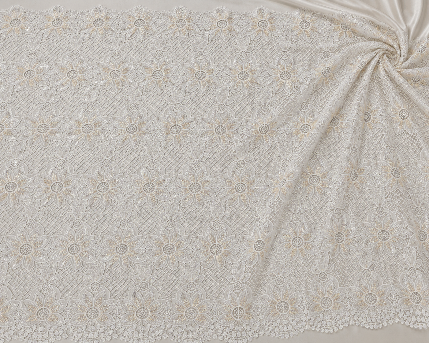 White flower unstitched material | Pre-order