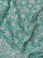 blue green flower unstitched material | Pre-order